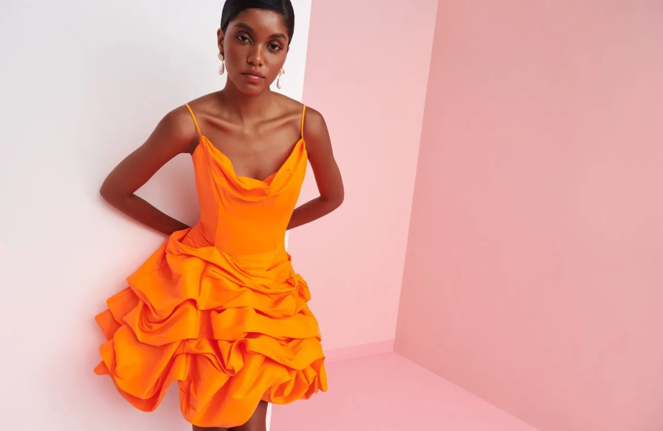 Celia B Serenity Dress Neon Orange Clearance